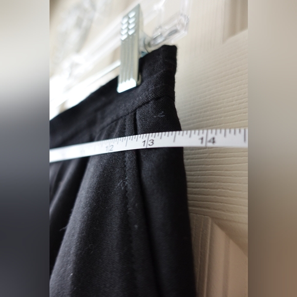 Wool Rallinati Black Wide Pleated Palazzo Pants - Picture 5 of 12